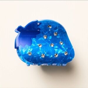 Kate Spade Blue Strawberry Hair Clip with Rhinestones